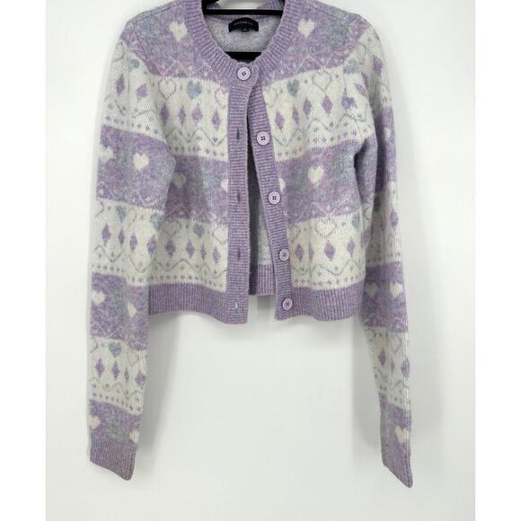 MAJORELLE Marnie Fair Isle Cardigan Pastel Heart Stripe - Picture 2 of 5